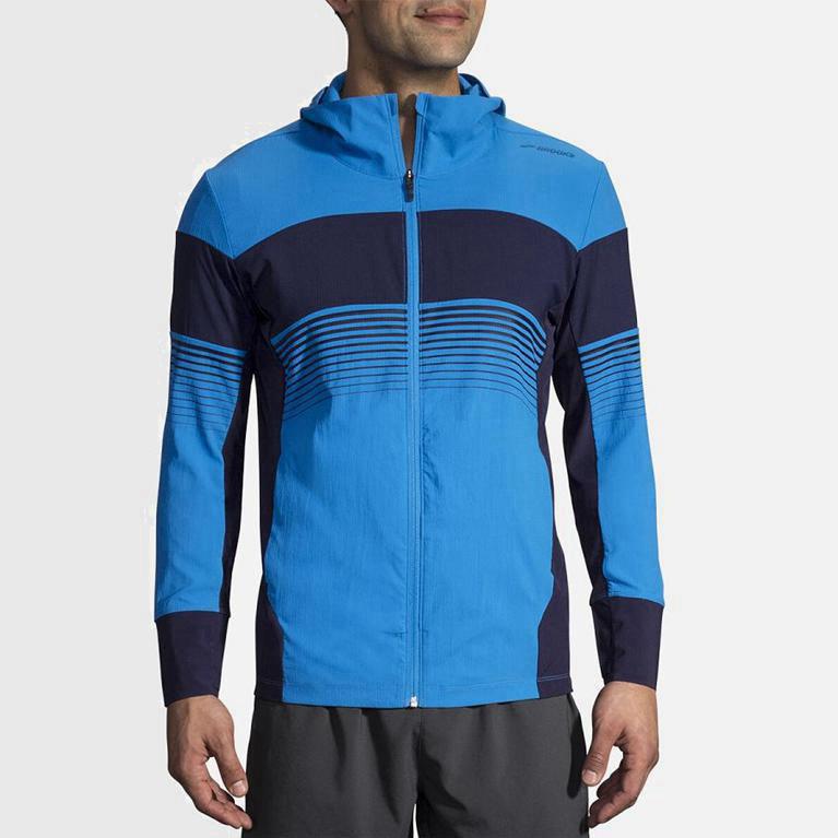 Brooks Canopy Men's Running Jackets UK Discount - Blue (JODZH6384)